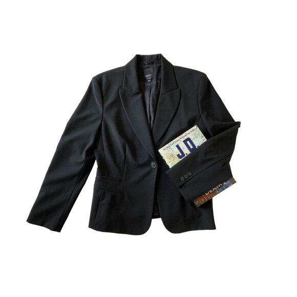 Y2K Esprit Black Blazer Womens Size 8 One Button Closure Jacket - Picture 2 of 13